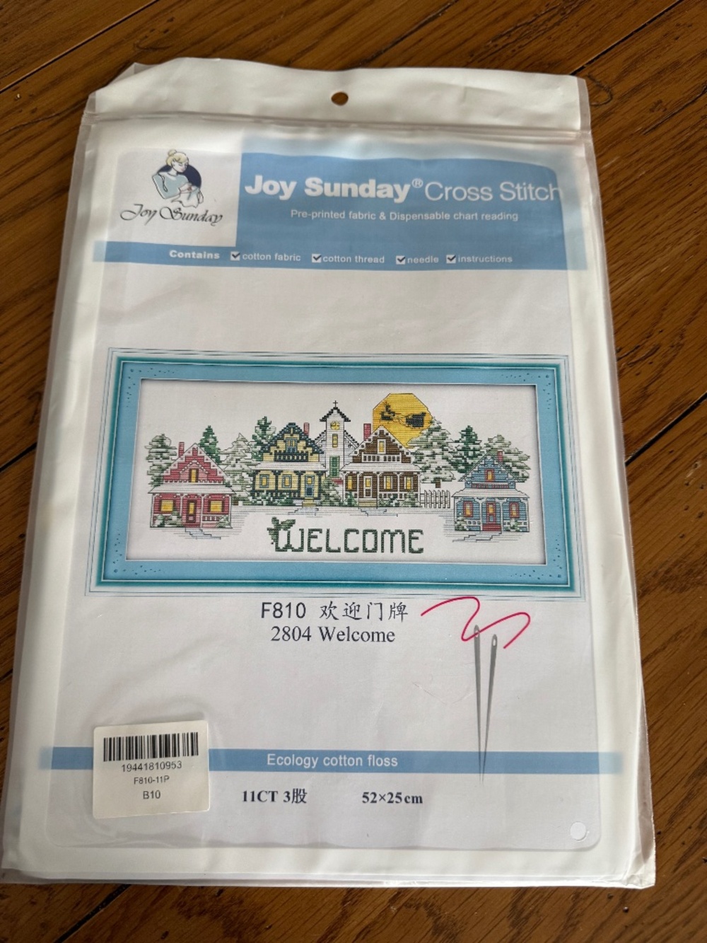 Welcome Joy Sunday Pre-Printed Cross Stitch Kit 11ct Aida - NEW